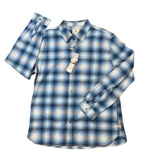 NWT Surfside Supply blue plaid long sleeve flannel size 2XL soft button up shirt